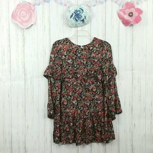 Zara Floral Ruffle Long Sleeve Mini Dress Size Small